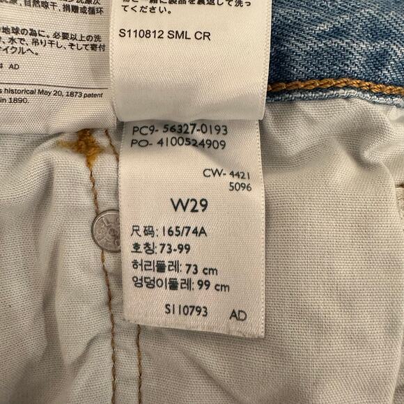 Levis 501 Jean Shorts Womens 29 Blue Medium Wash High Rise Button Stretch Denim - Picture 8 of 8